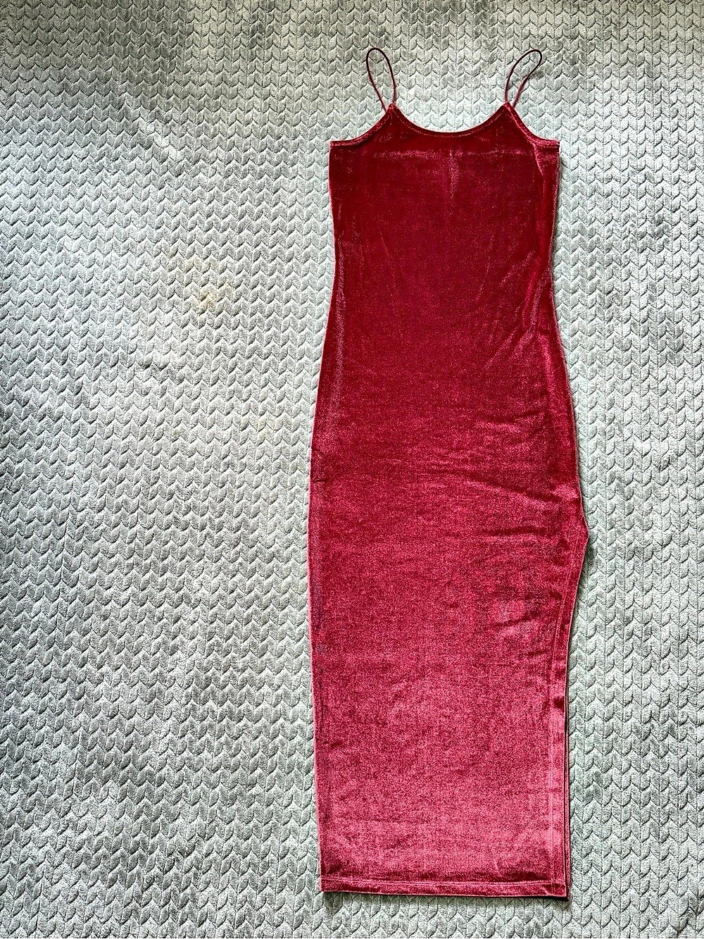 Women's Derek Heart Velvet Maxi Dress Size M Burgundy Slit